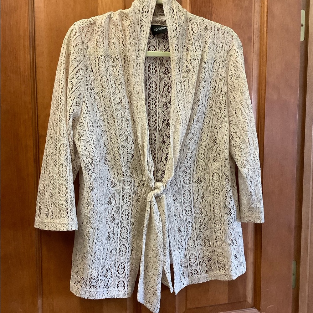 Lace, off white silver sparkles tie top